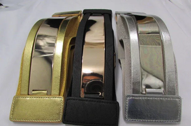 Gold Black Gold Silver Full Metal Gold Plate Wide Waist Chic Belt Fashion Regular & Plul Size