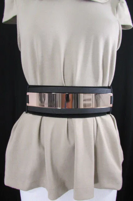 Gold Black Gold Silver Full Metal Gold Plate Wide Waist Chic Belt Fashion Regular & Plul Size