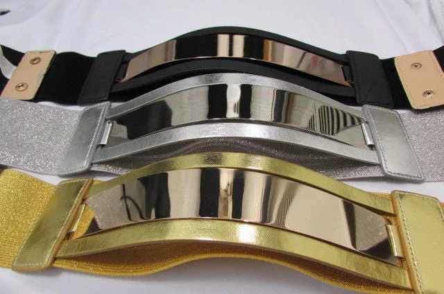 Gold Black Gold Silver Full Metal Gold Plate Wide Waist Chic Belt Fashion Regular & Plul Size