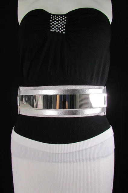 Gold Black Gold Silver Full Metal Gold Plate Wide Waist Chic Belt Fashion Regular & Plul Size