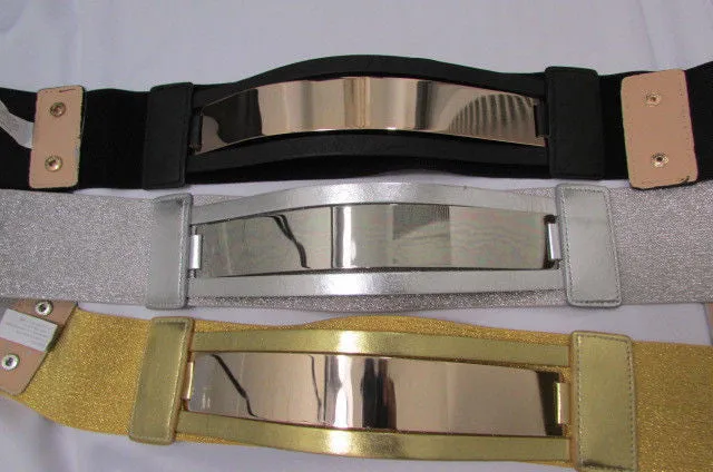 Gold Black Gold Silver Full Metal Gold Plate Wide Waist Chic Belt Fashion Regular & Plul Size