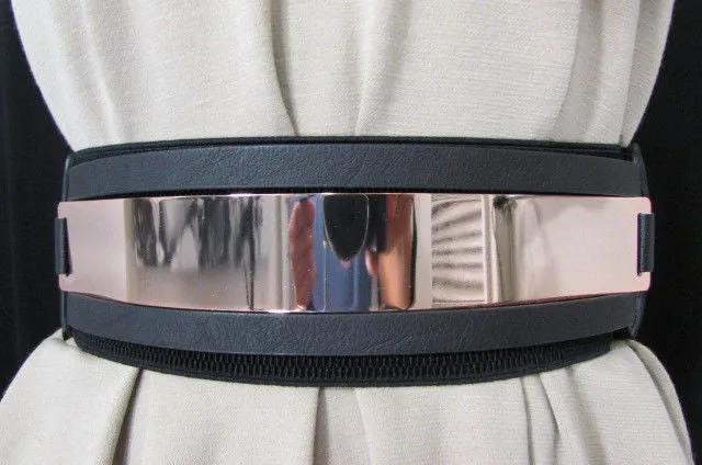 Gold Black Gold Silver Full Metal Gold Plate Wide Waist Chic Belt Fashion Regular & Plul Size