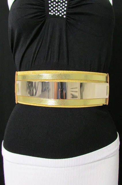 Gold Black Gold Silver Full Metal Gold Plate Wide Waist Chic Belt Fashion Regular & Plul Size