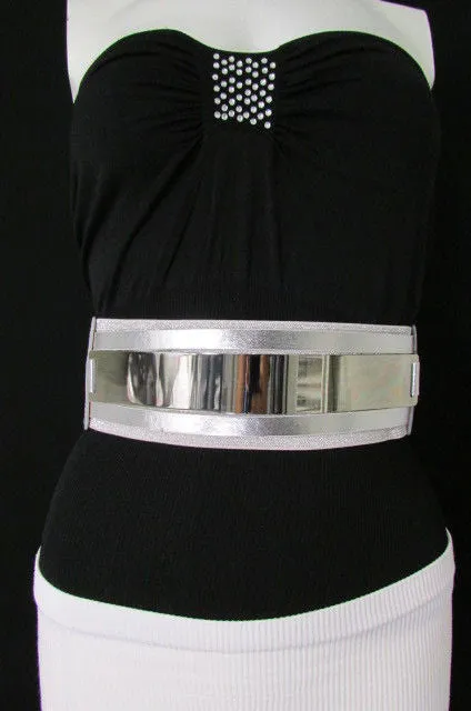 Gold Black Gold Silver Full Metal Gold Plate Wide Waist Chic Belt Fashion Regular & Plul Size