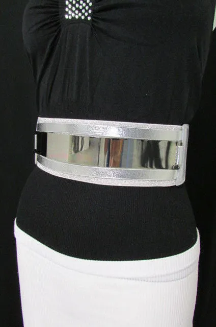 Gold Black Gold Silver Full Metal Gold Plate Wide Waist Chic Belt Fashion Regular & Plul Size