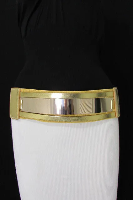 Gold Black Gold Silver Full Metal Gold Plate Wide Waist Chic Belt Fashion Regular & Plul Size