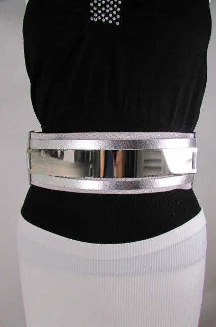 Gold Black Gold Silver Full Metal Gold Plate Wide Waist Chic Belt Fashion Regular & Plul Size