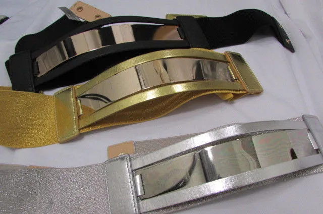 Gold Black Gold Silver Full Metal Gold Plate Wide Waist Chic Belt Fashion Regular & Plul Size