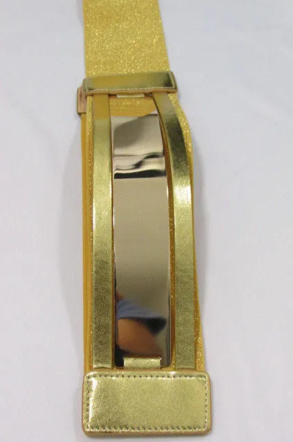 Gold Black Gold Silver Full Metal Gold Plate Wide Waist Chic Belt Fashion Regular & Plul Size