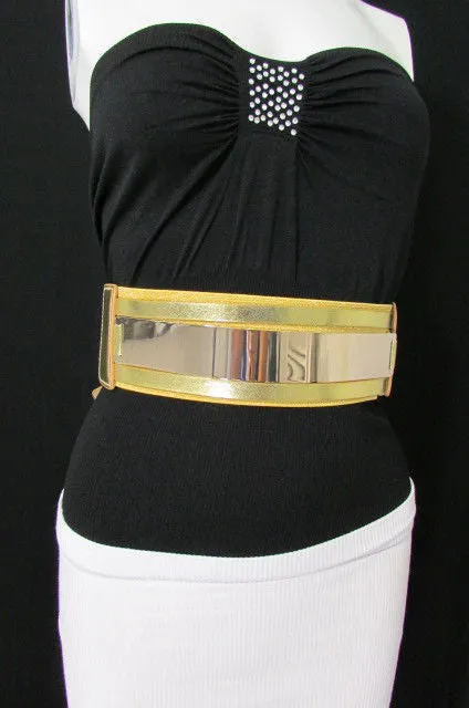 Gold Black Gold Silver Full Metal Gold Plate Wide Waist Chic Belt Fashion Regular & Plul Size