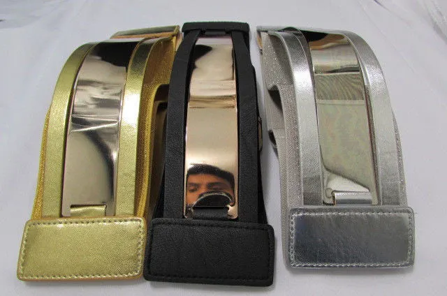 Gold Black Gold Silver Full Metal Gold Plate Wide Waist Chic Belt Fashion Regular & Plul Size