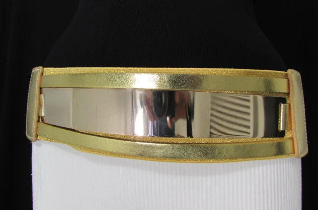 Gold Black Gold Silver Full Metal Gold Plate Wide Waist Chic Belt Fashion Regular & Plul Size