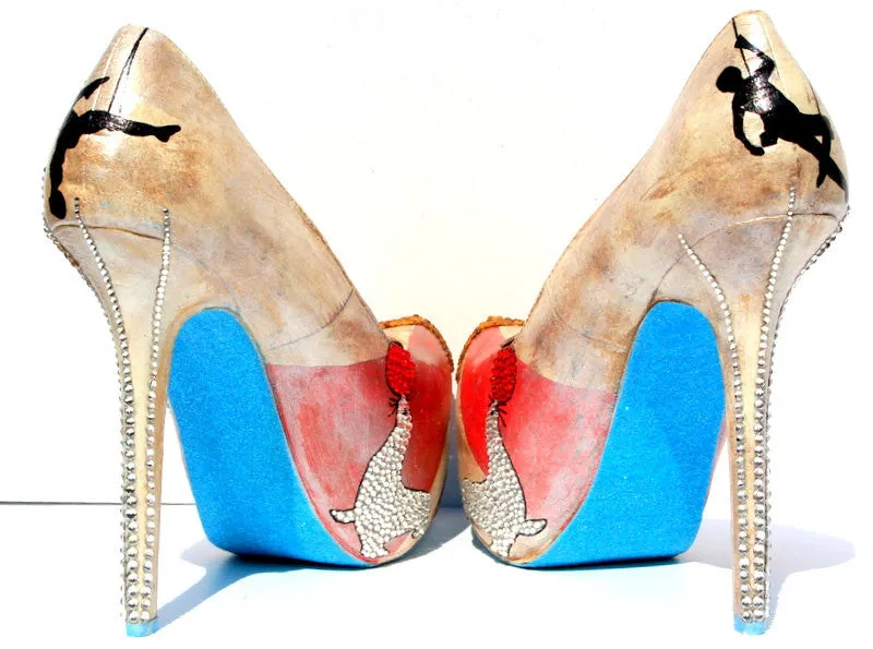 Hand-Painted Circus Ringmaster Crystal Heels