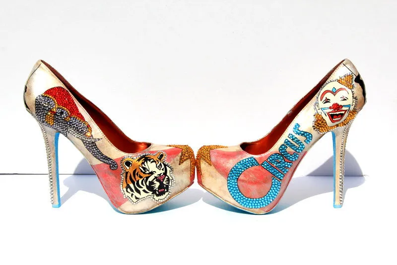 Hand-Painted Circus Ringmaster Crystal Heels