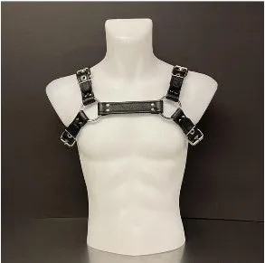 Harness - Black Leather with Silver Buckles - Medium