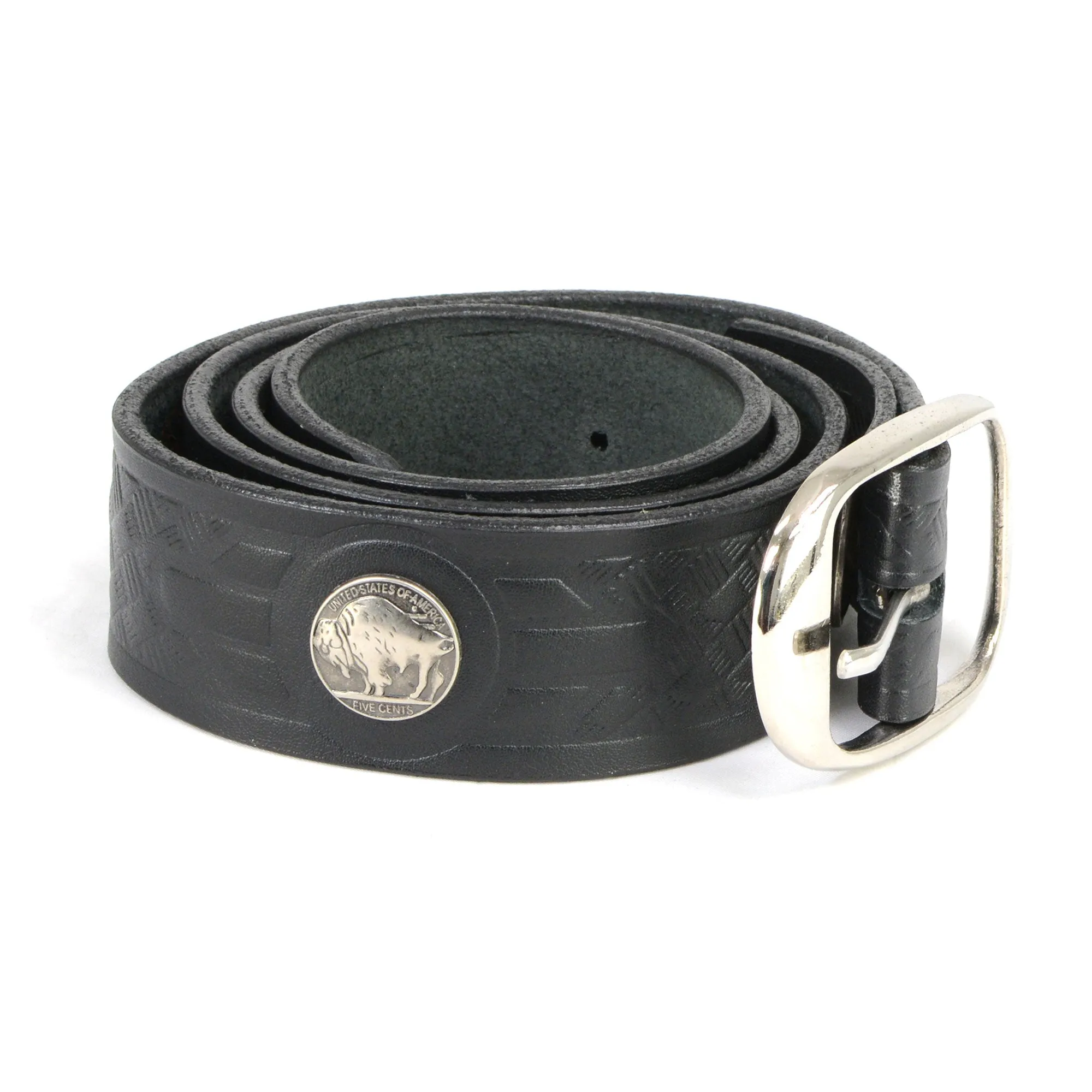 Hot Leathers Buffalo Nickel Black Leather Belt BLE1008