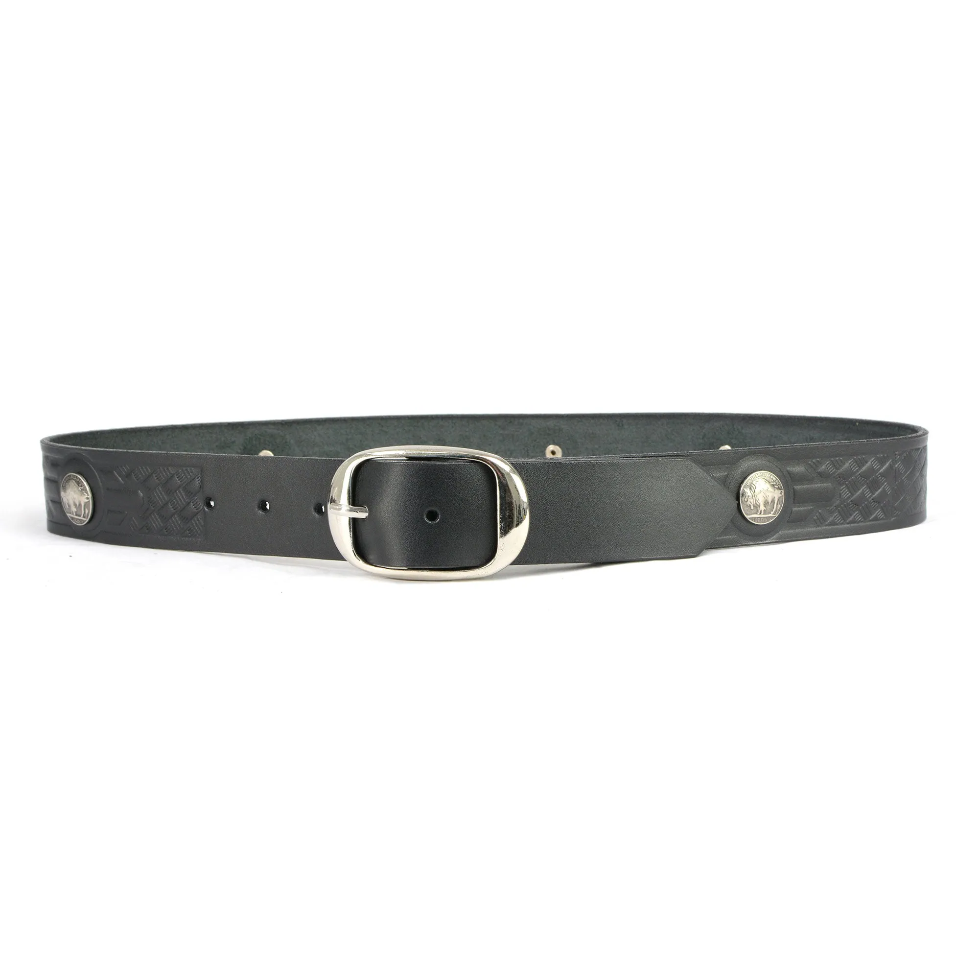 Hot Leathers Buffalo Nickel Black Leather Belt BLE1008