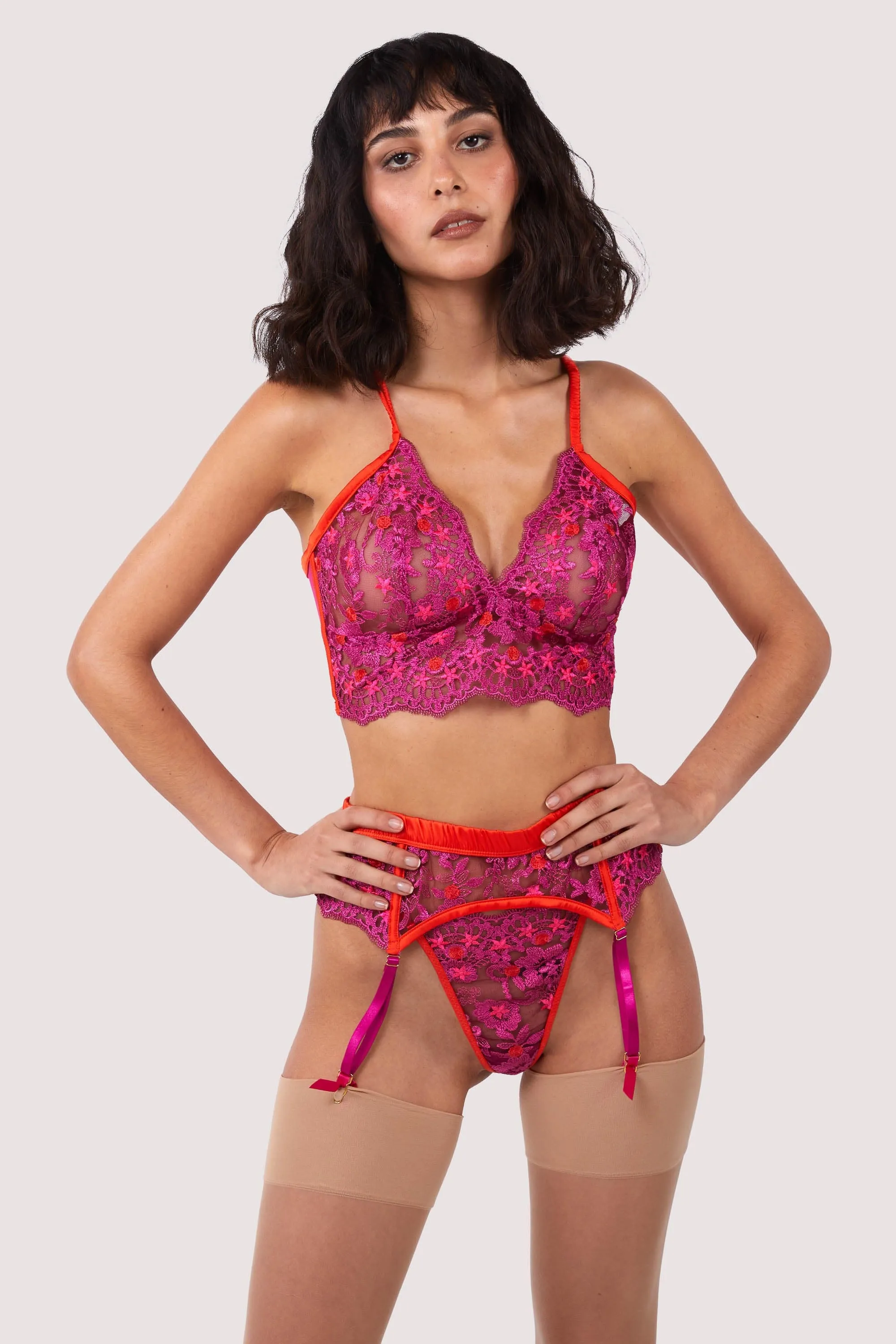 Hot Pink Lace Suspender Belt