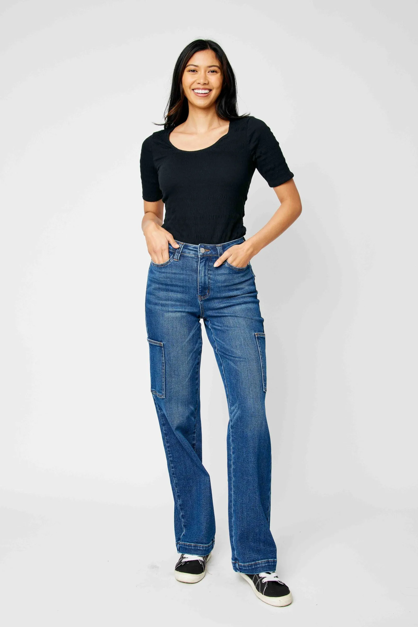 Judy Blue High waist cargo wide leg jeans