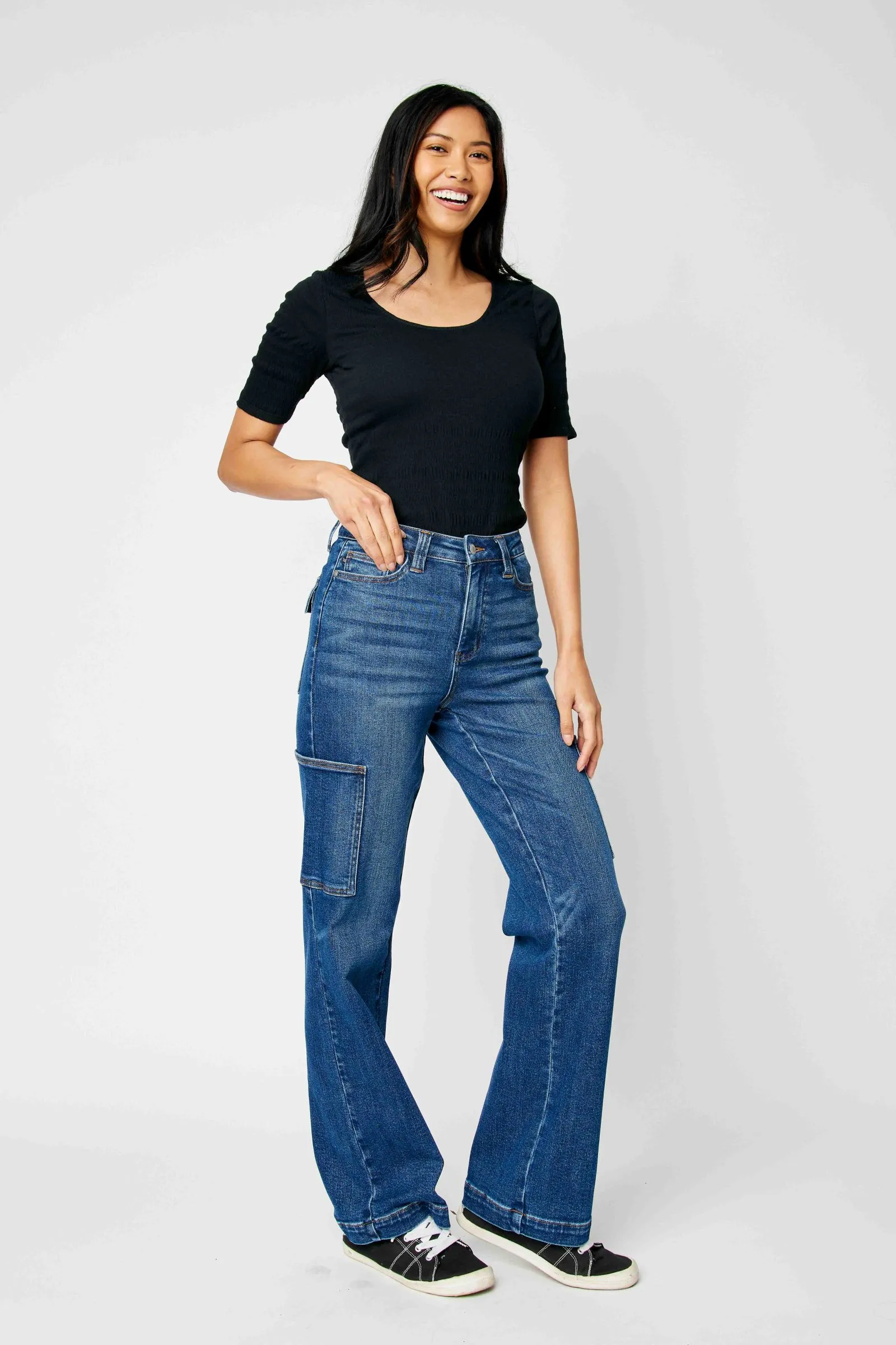 Judy Blue High waist cargo wide leg jeans