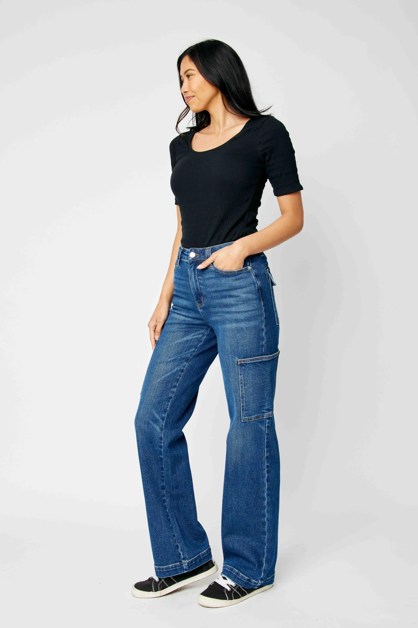 Judy Blue High waist cargo wide leg jeans