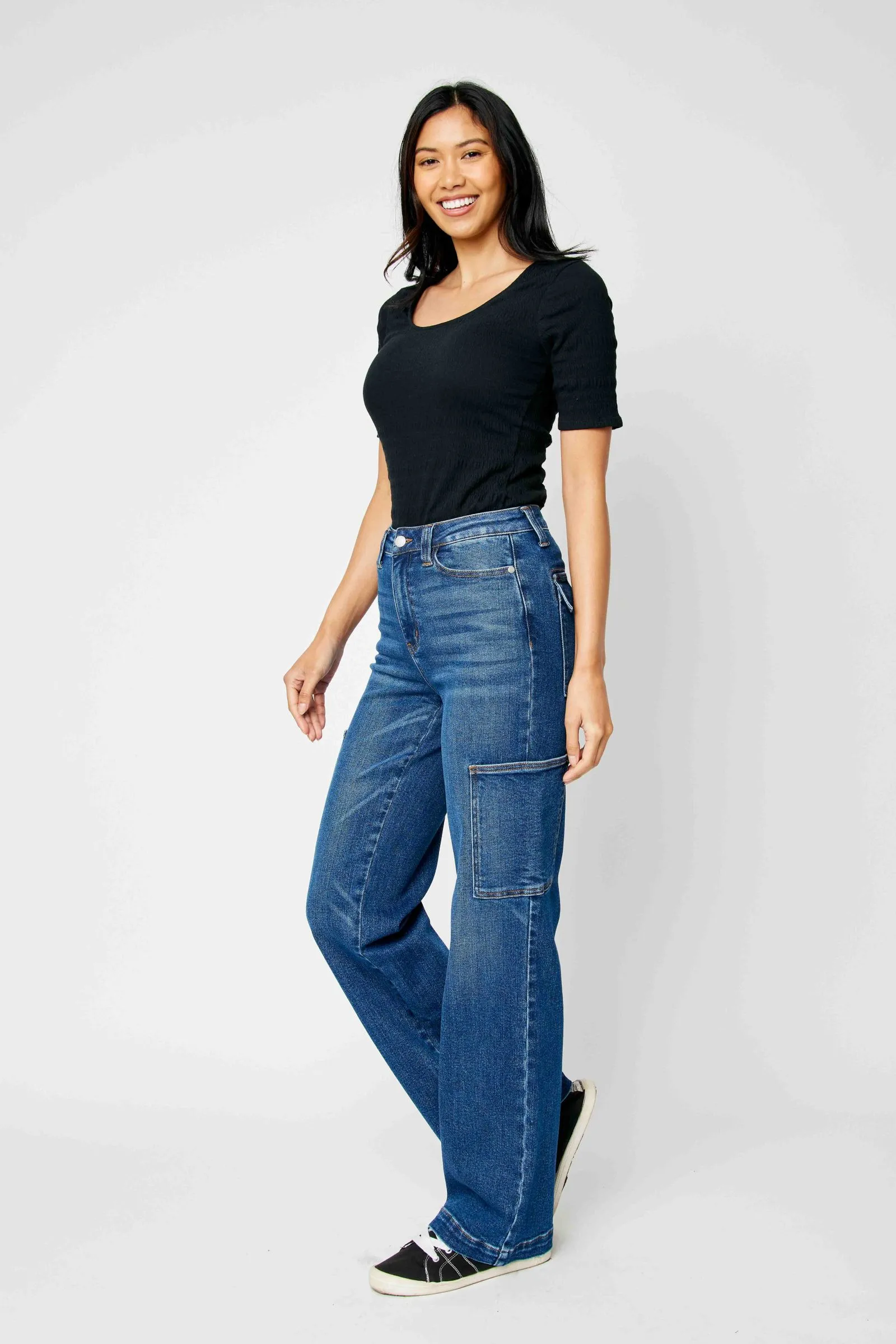 Judy Blue High waist cargo wide leg jeans