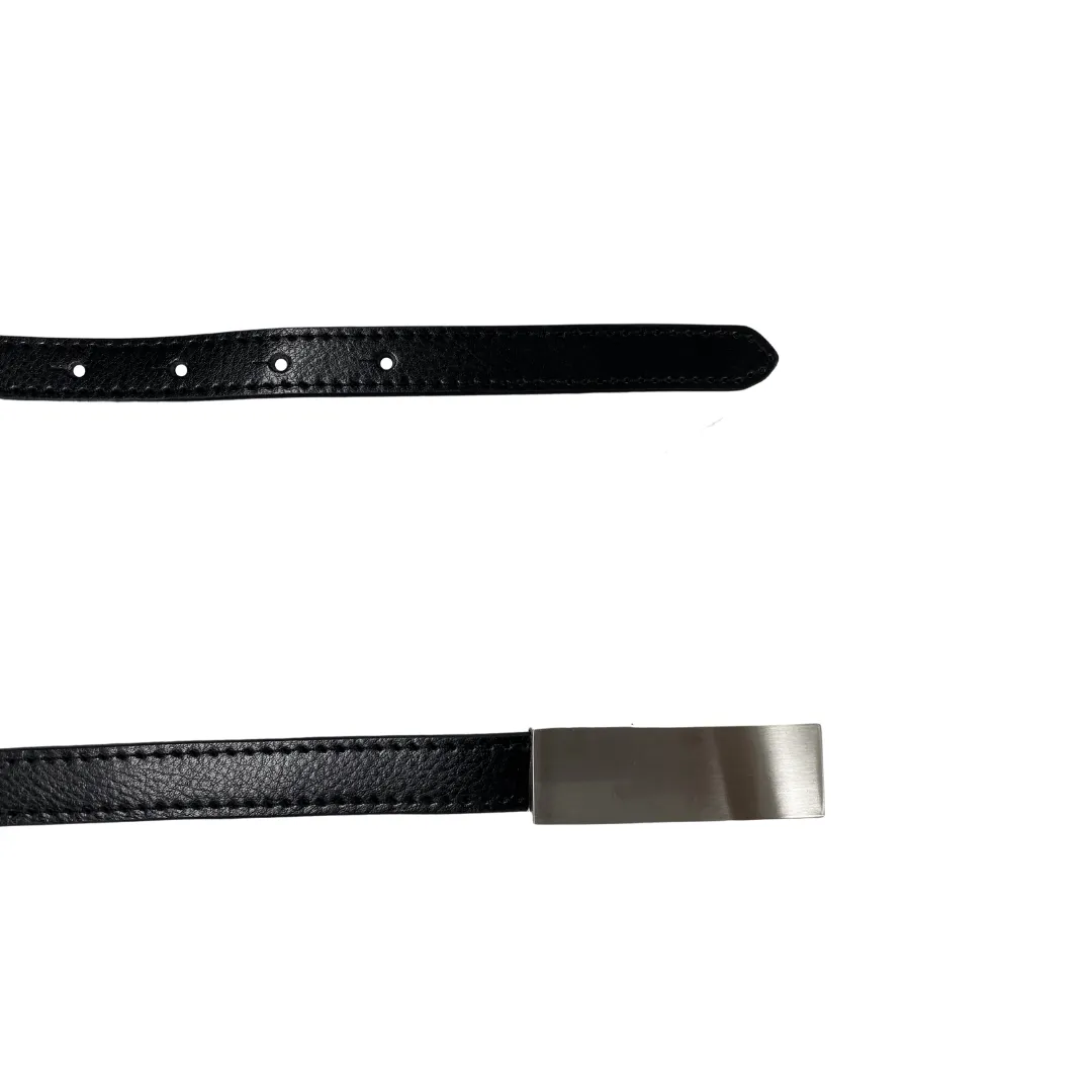 Kimberly | Women's Black Matte Genuine Leather Belt with Silver Buckle