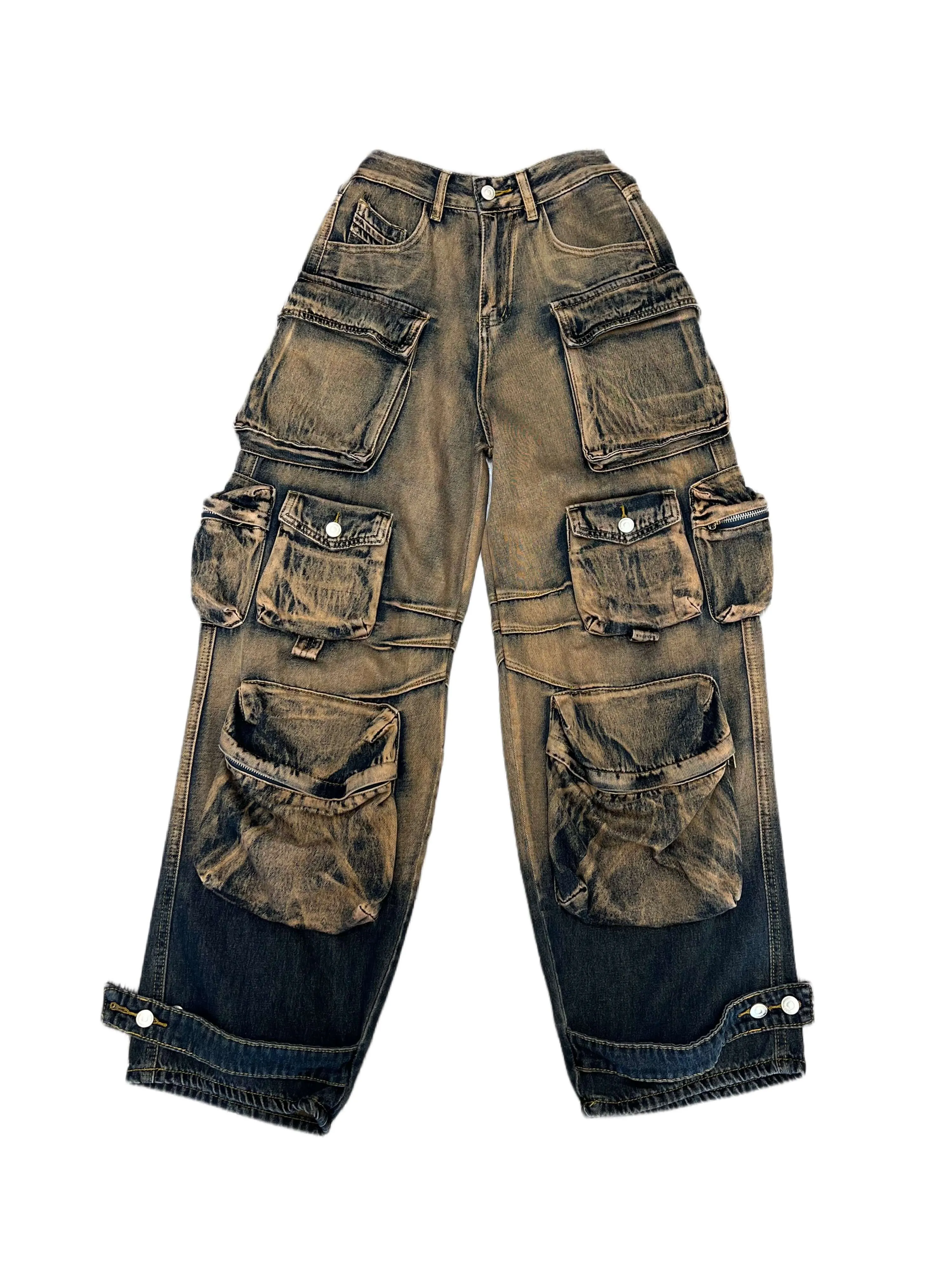 Multiple Pockets Rusty Baggy. Trendy Cargo Pants