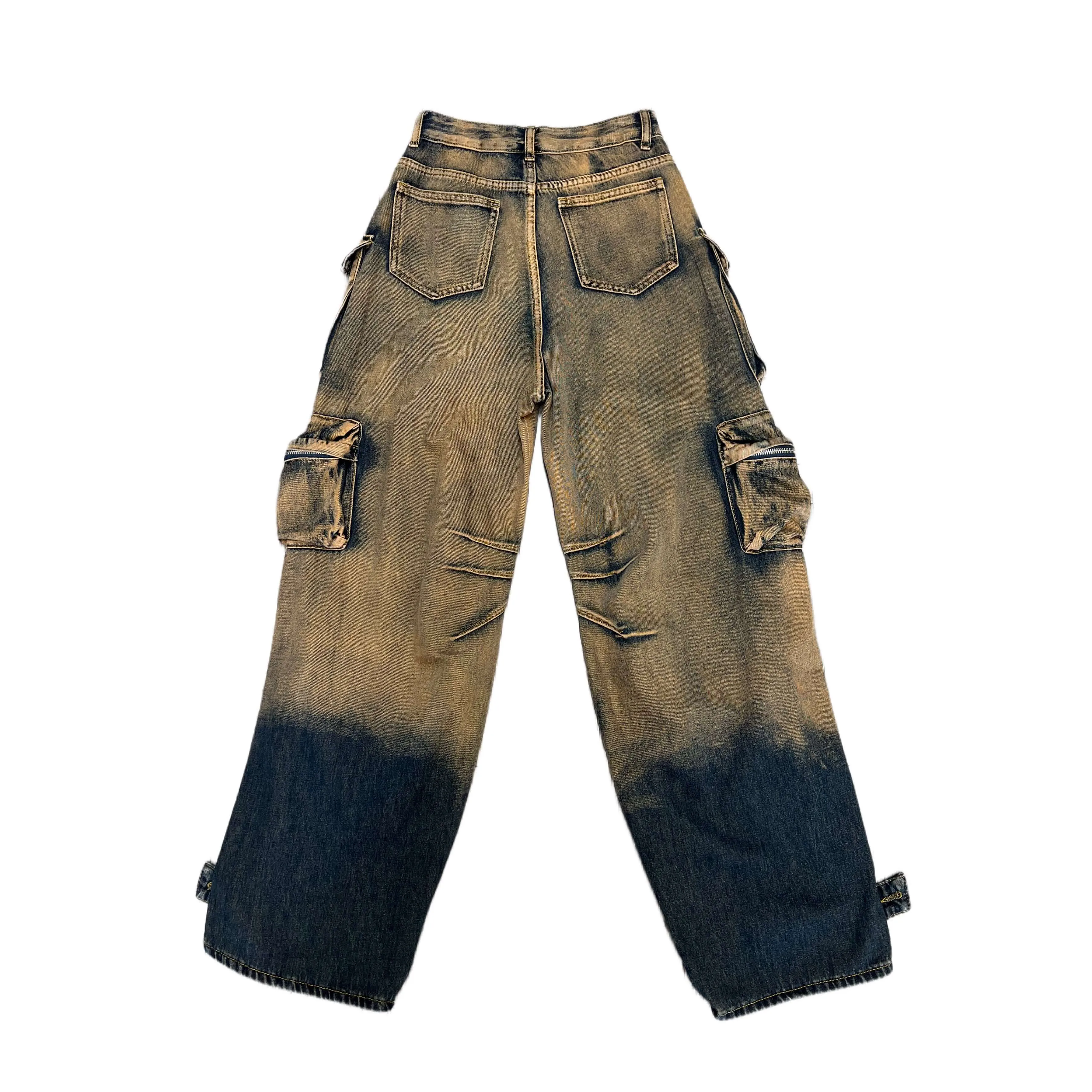 Multiple Pockets Rusty Baggy. Trendy Cargo Pants