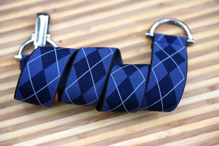 Navy and Blue Argyle Elastic Belt