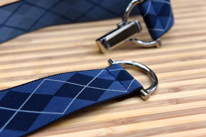 Navy and Blue Argyle Elastic Belt