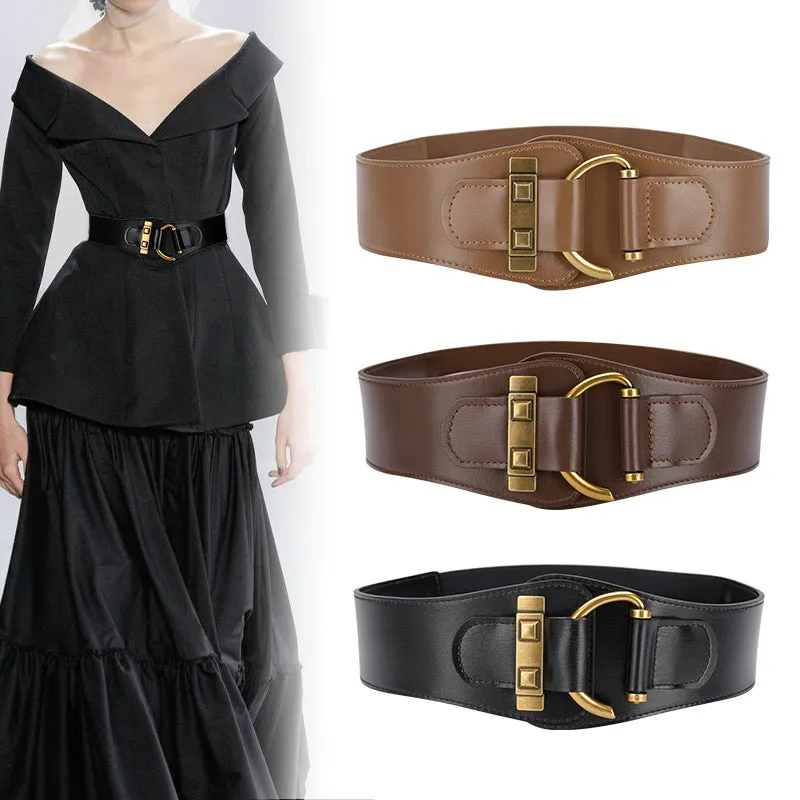 Popular Retro Style Belt Women's Elastic Belt Match with Coat down Belt