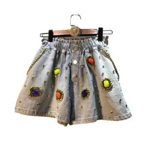 Pre Order:  Embellished High Waist Wide Leg Cowboy Shorts