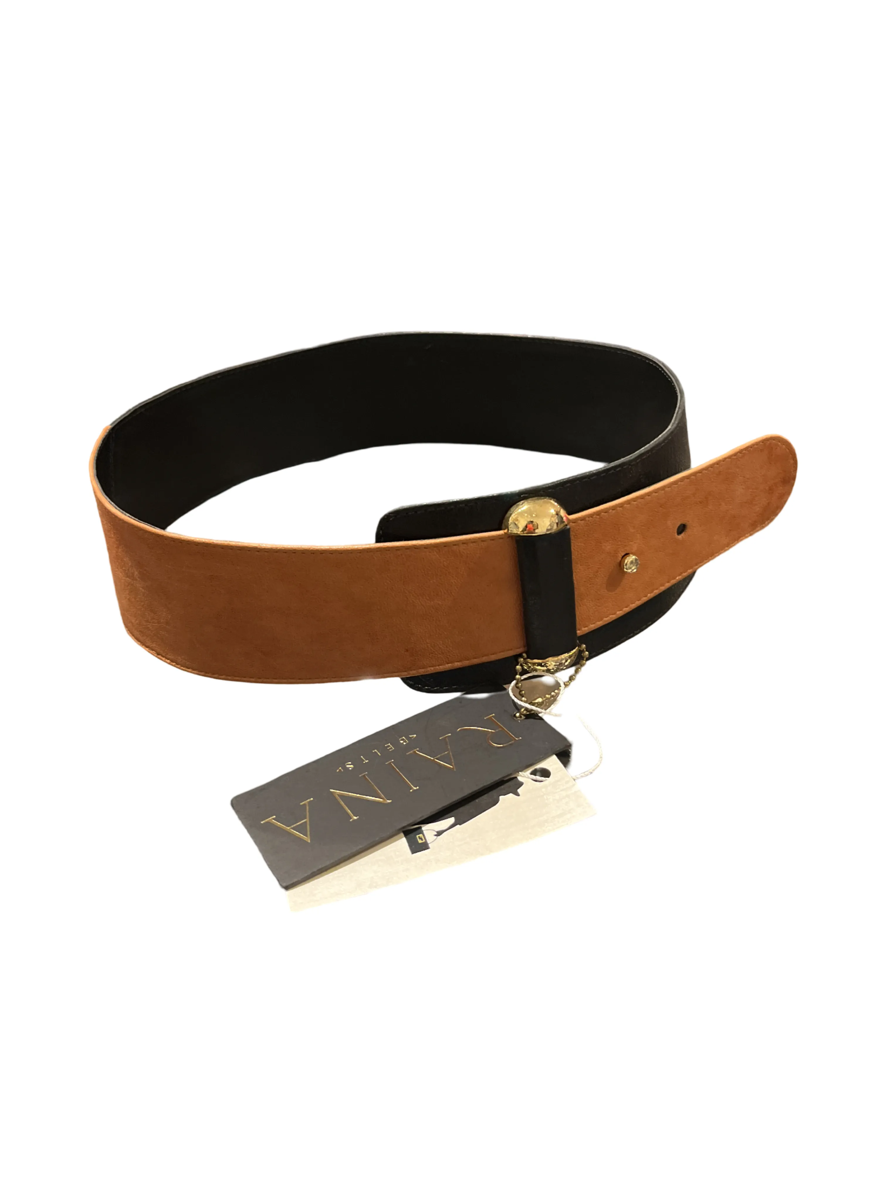 Raina Black/ Orange Leather Belt