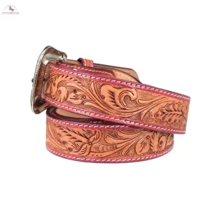 Resistance Premium Western Cowgirl Cowboy Floral Tooled  Argentinian Leather Belt