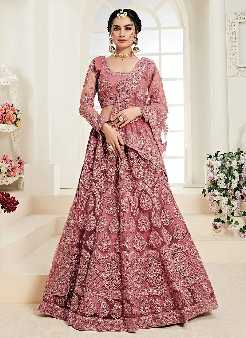 Rouge Pink A Line Trendy Wedding Lehenga Choli