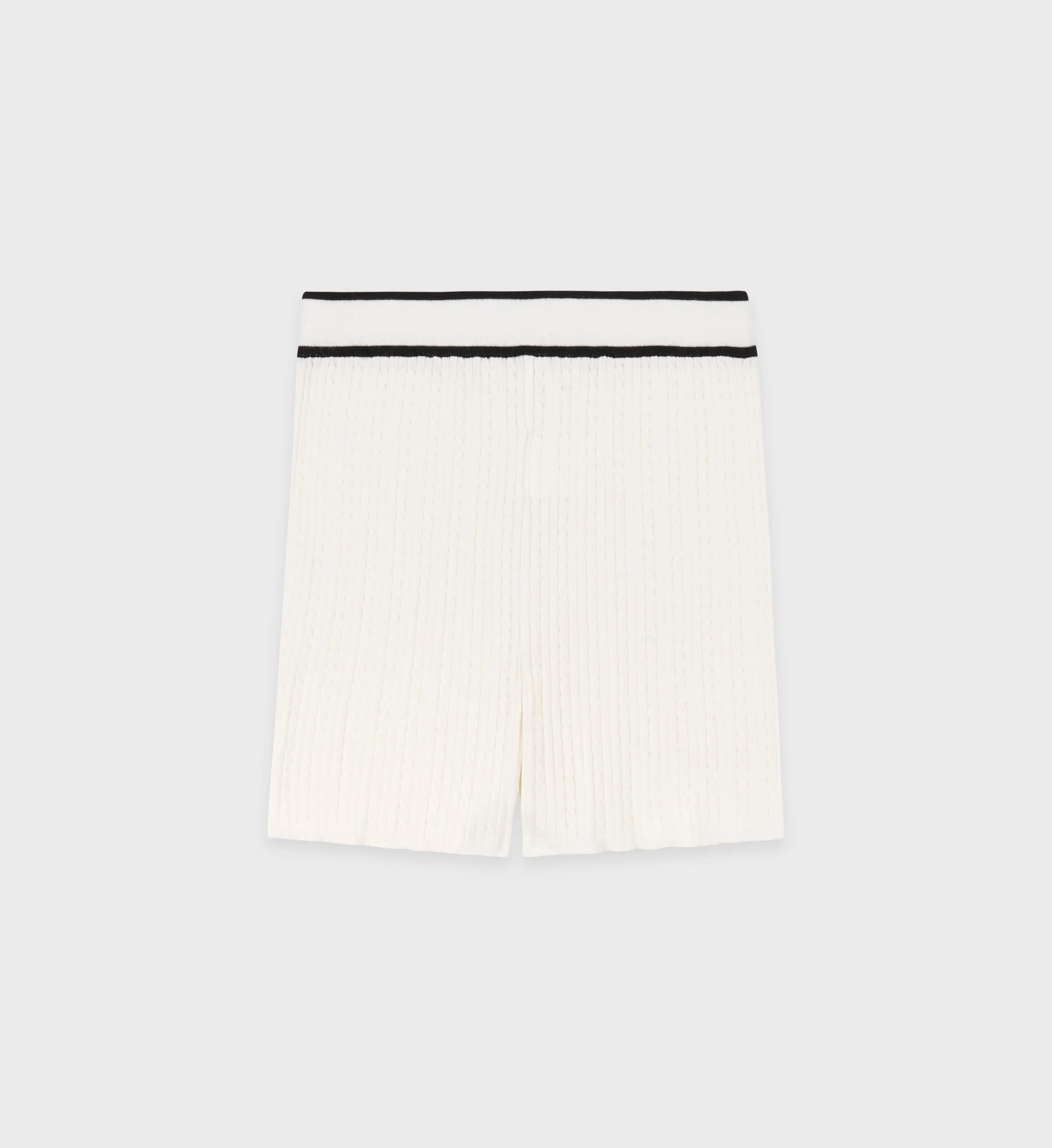 Serif Logo Cableknit Biker Short - Off White