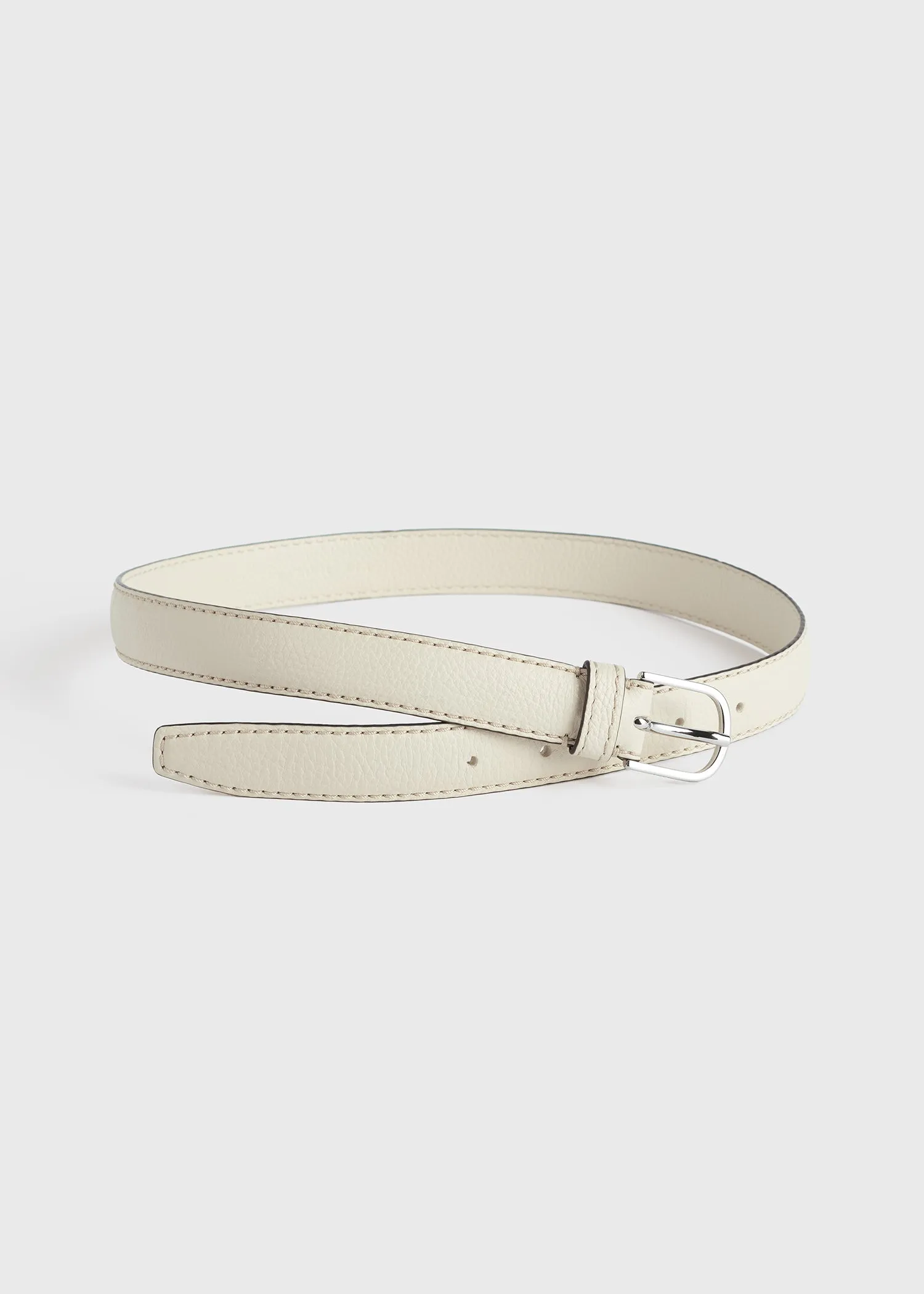 Slim trouser leather belt milk grain