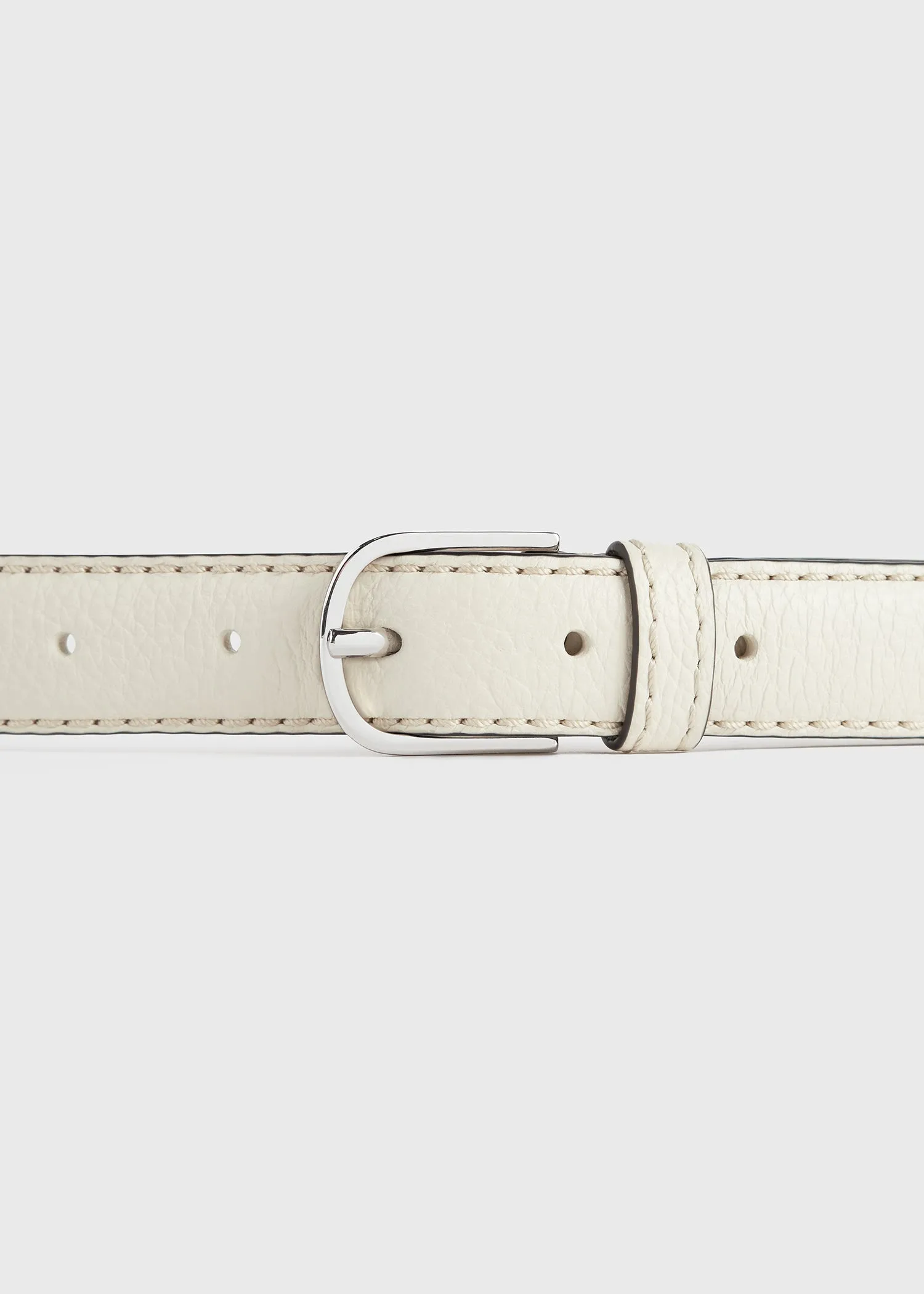 Slim trouser leather belt milk grain