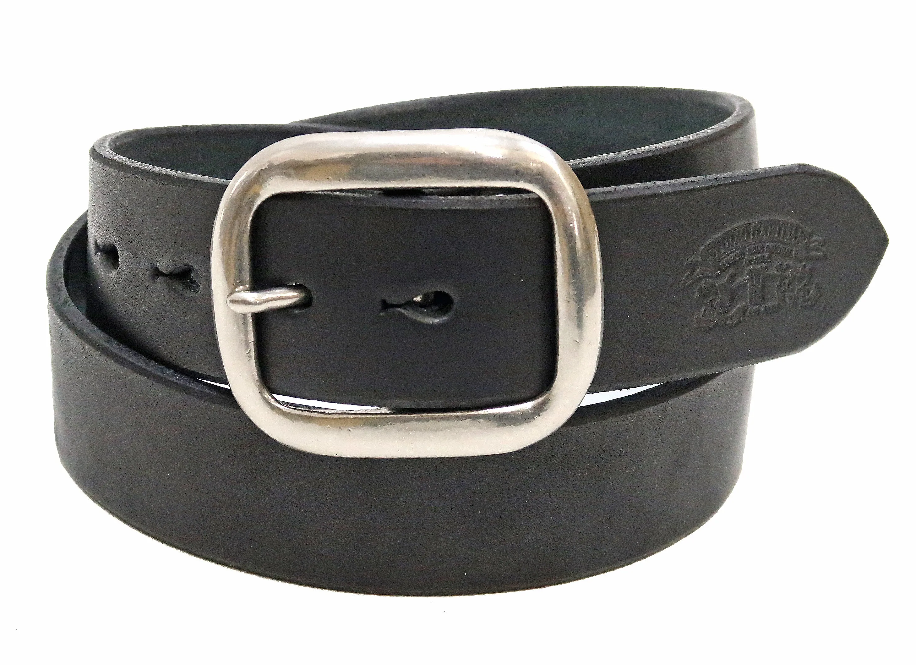 Studio D'artisan Leather Belt Men's Ccasual 38mm Wide/5mm Bend Leather with Thick Oval Buckle B-81 Black