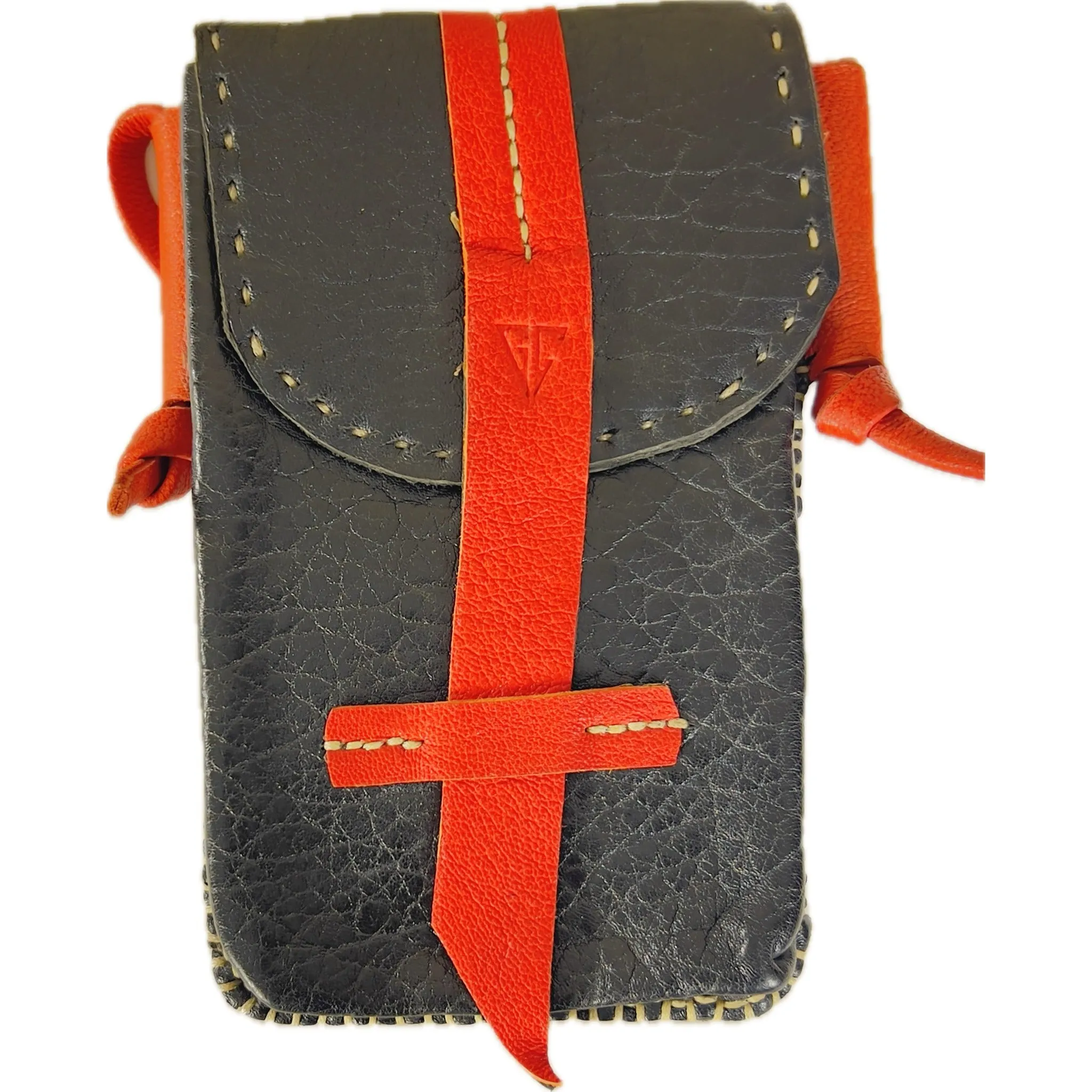 STYLISH LEATHER CELL PHONE CROSSBODY BAG HAND SEWN-8A