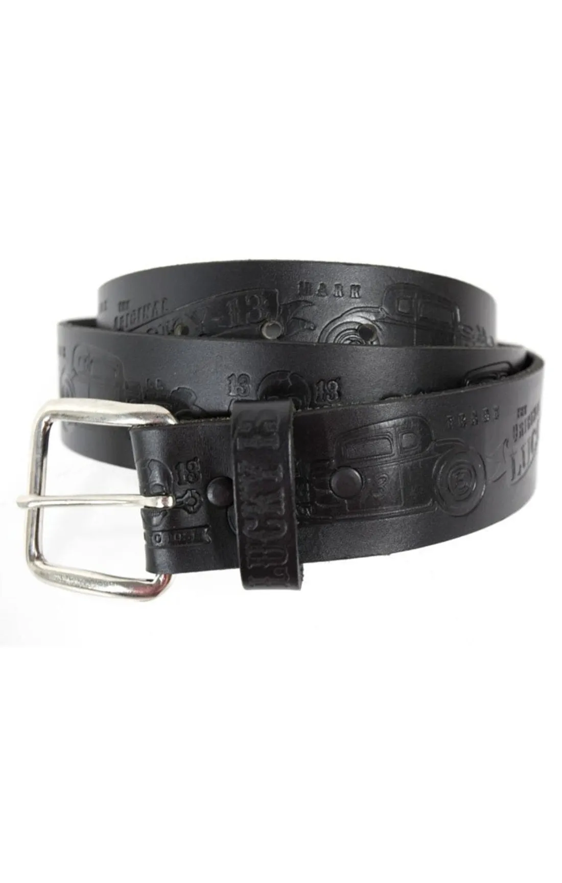 The COUPE 13 Embossed Leather Belt - BLACK