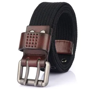 Thick Canvas Men's Double Pin Buckle Belt Jeans Casual Inner Belt