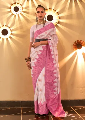 Trendy Weaving Silk Orchid Pink Designer Saree