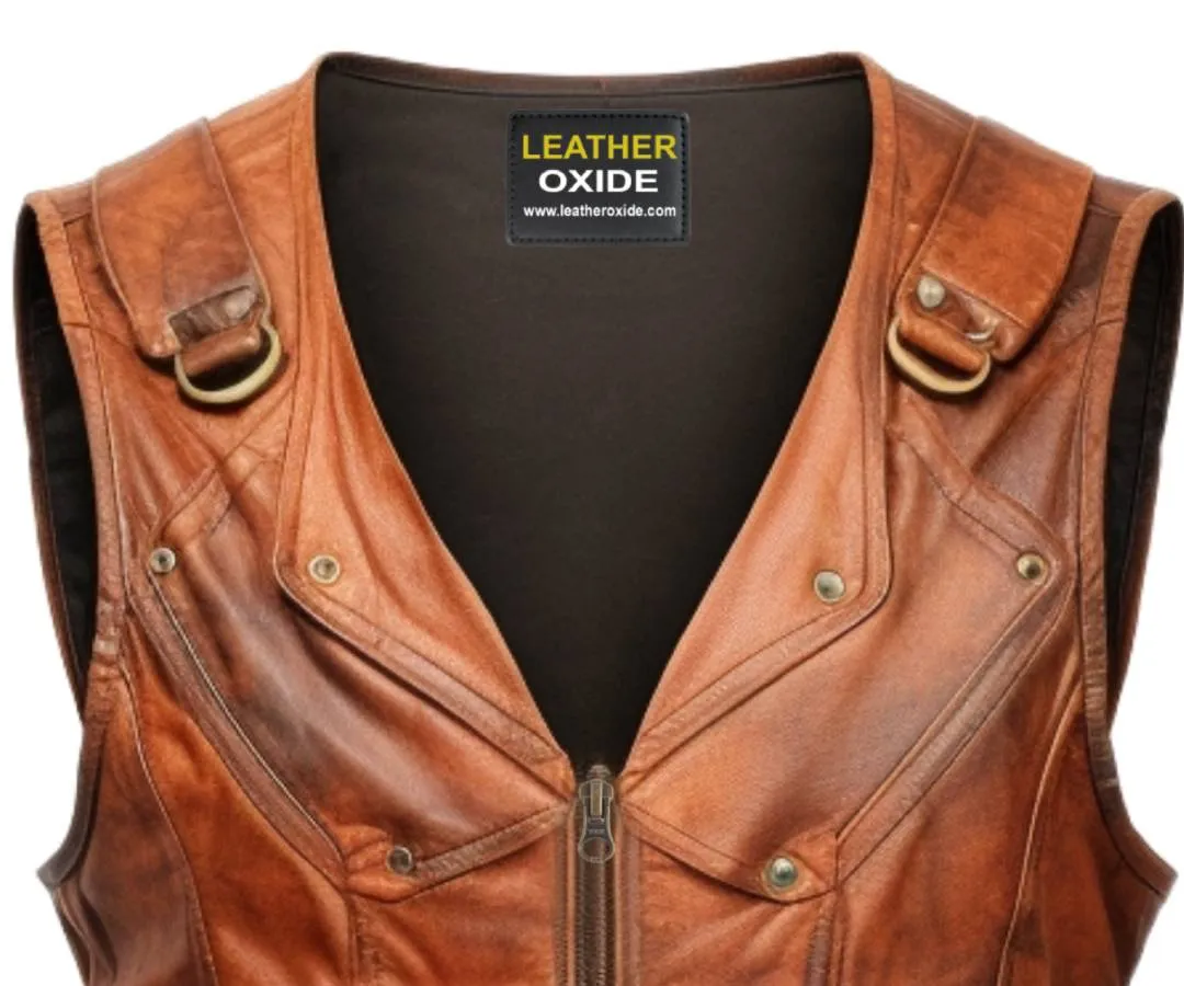 Vintage Brown Leather Vest