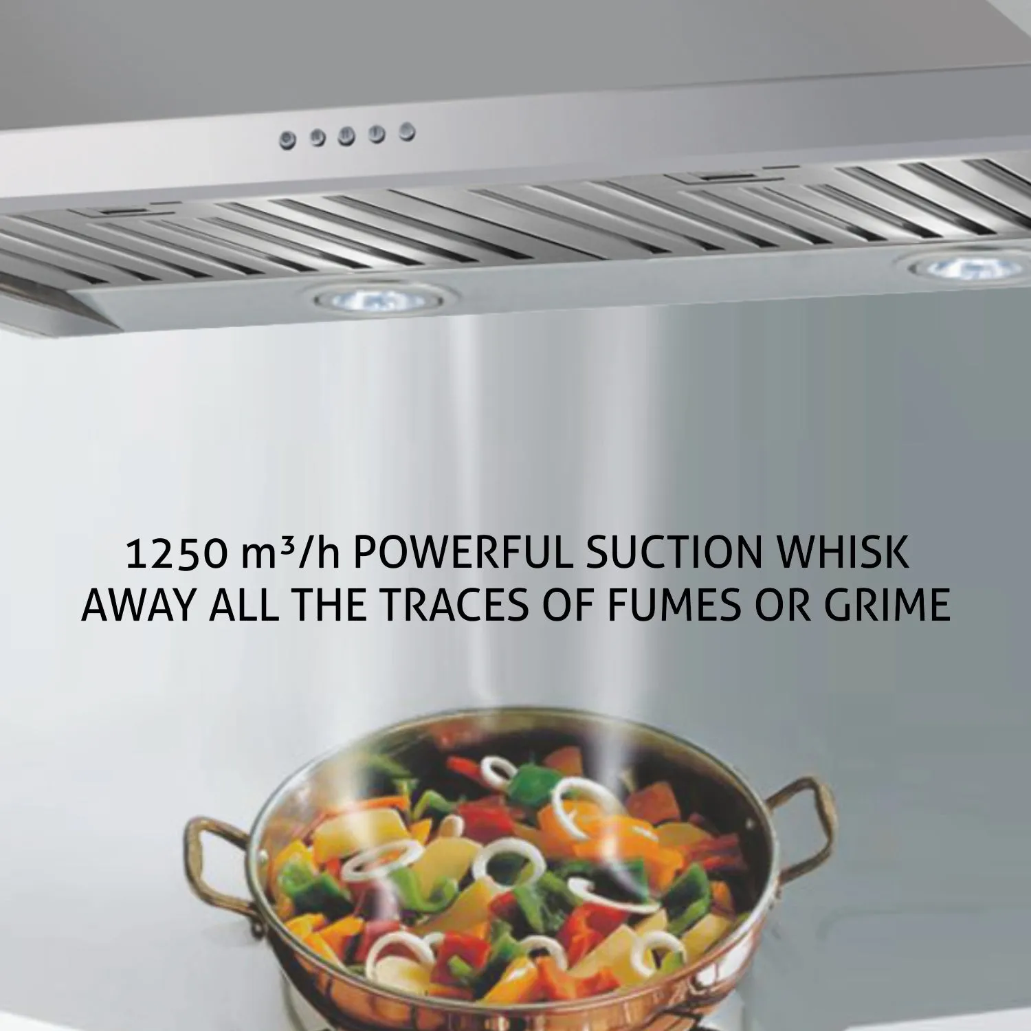 Wall Mounted Pyramid Kitchen Chimney 60cm 1250 m3/hr Suction Power - CH6064X6X1000BFLTW