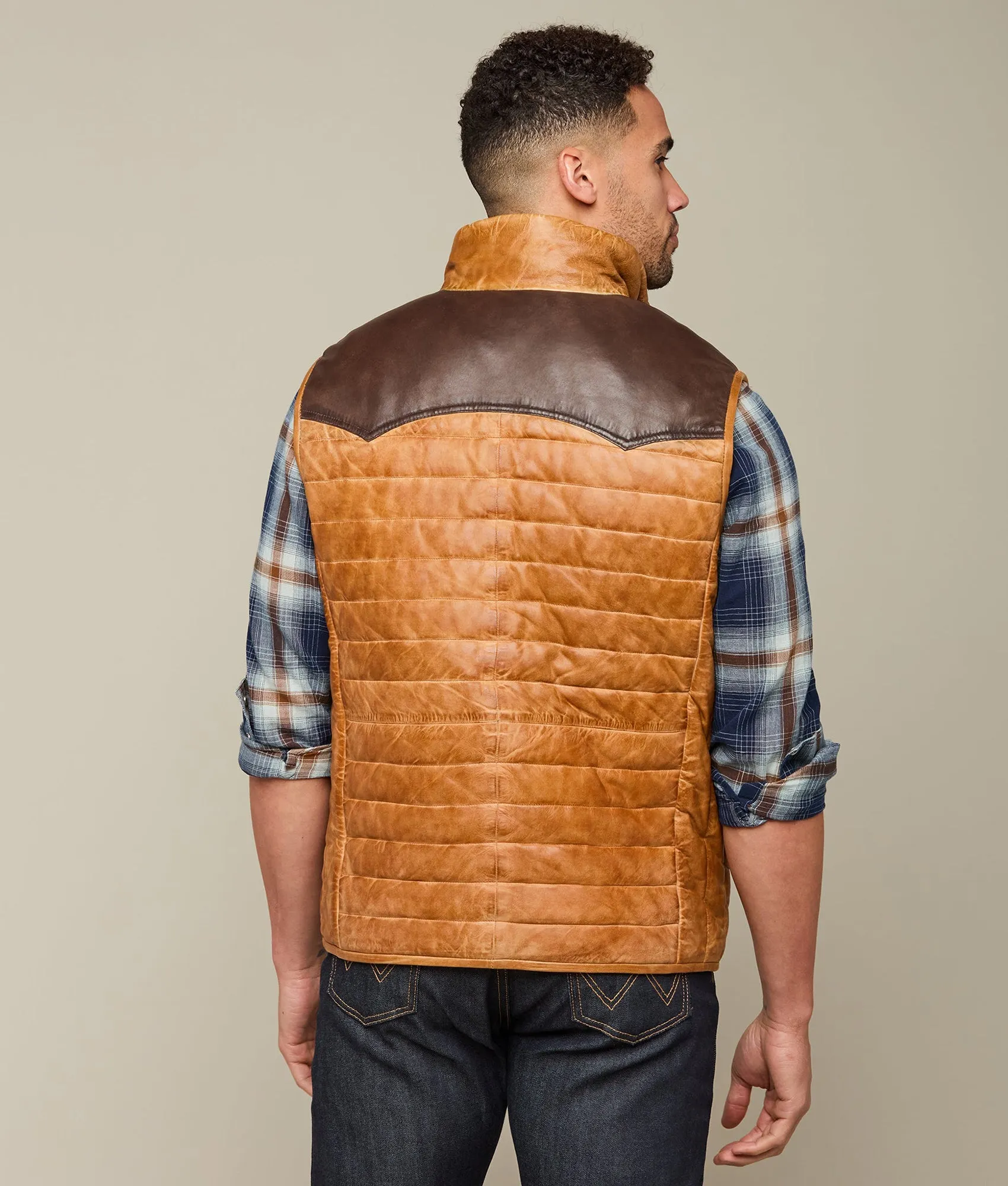 Western Yoke Leather Vest :: Mocha