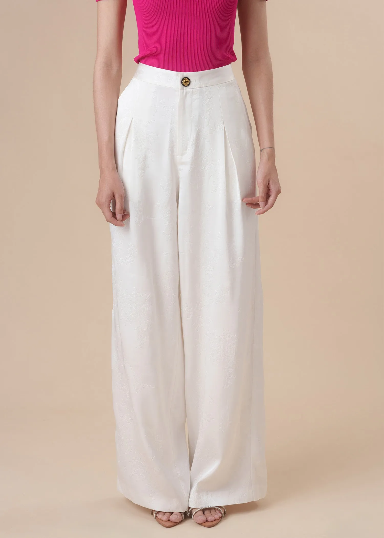 Wide Leg Bamboo Pants (Ivory White)