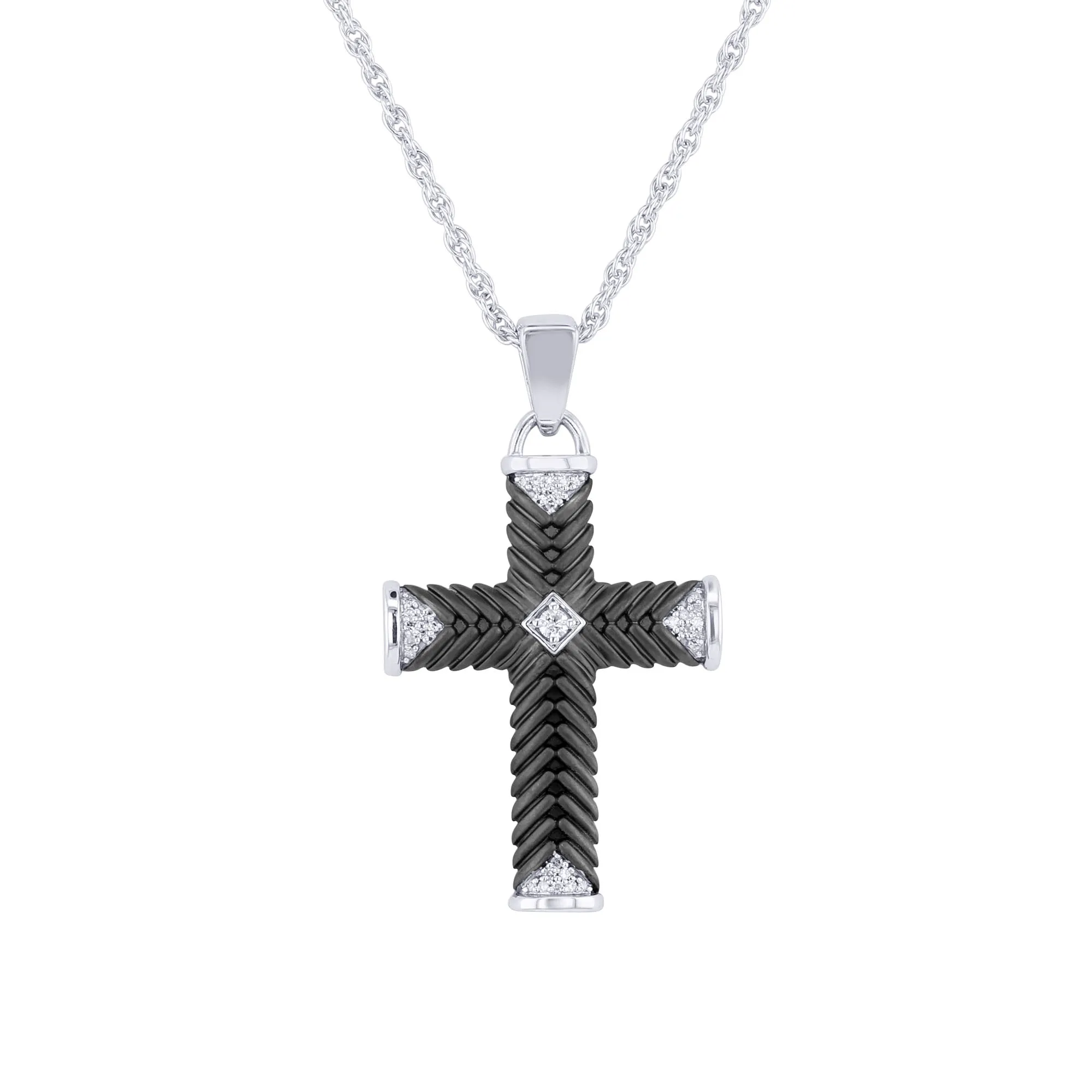 Woven Cross Diamond Necklace